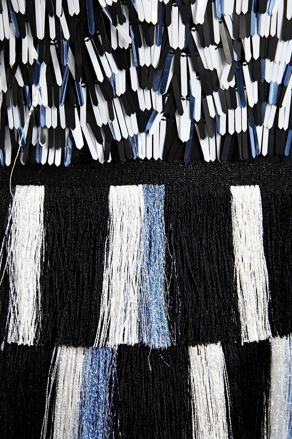 MISSONI Tiered sequined silk-chiffon and fringed crochet-knit maxi dress