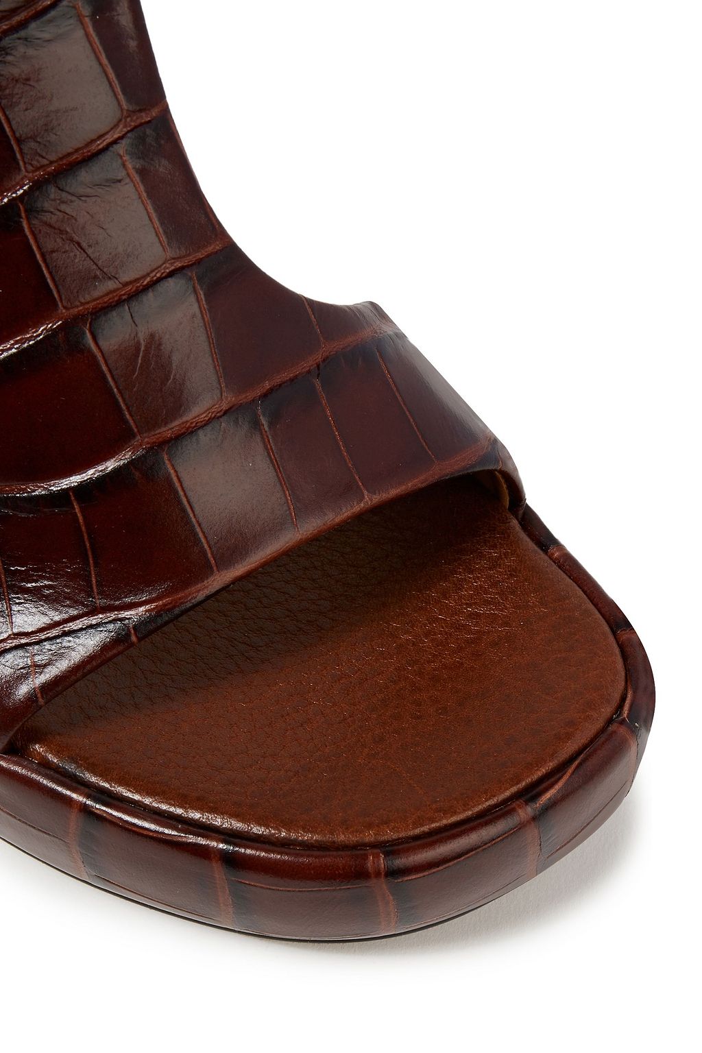 CHLOÉ Wave buckled croc-effect leather platform sandals