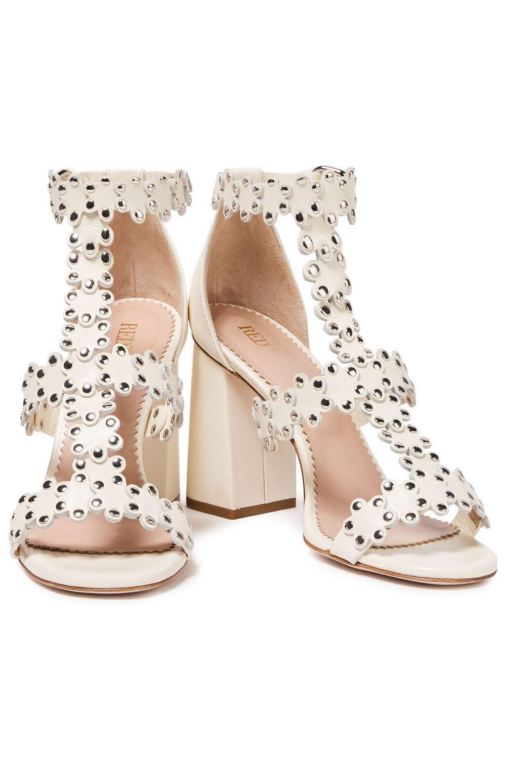 RED(V) Flower Puzzle studded leather sandals