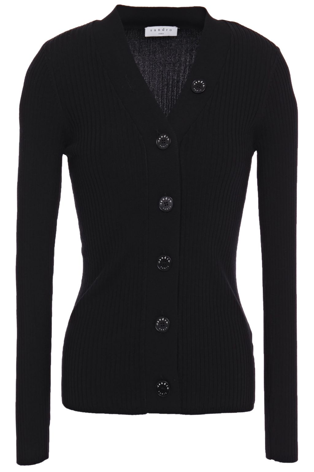 sandro ribbed knit buttoned cardigan