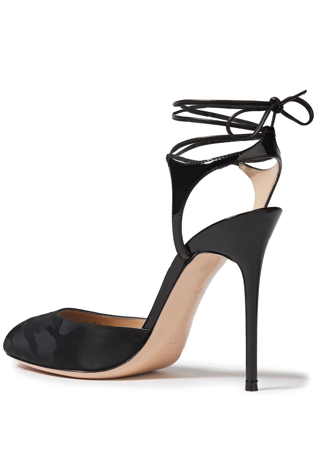 GIANVITO ROSSI Muse 105 patent-leather and jacquard sandals