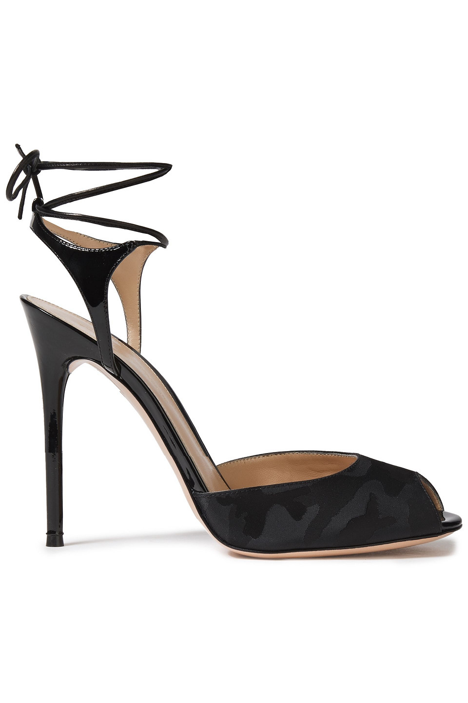 Gianvito Rossi Woman Muse 105 Patent-leather And Jacquard Sandals Black Size 38