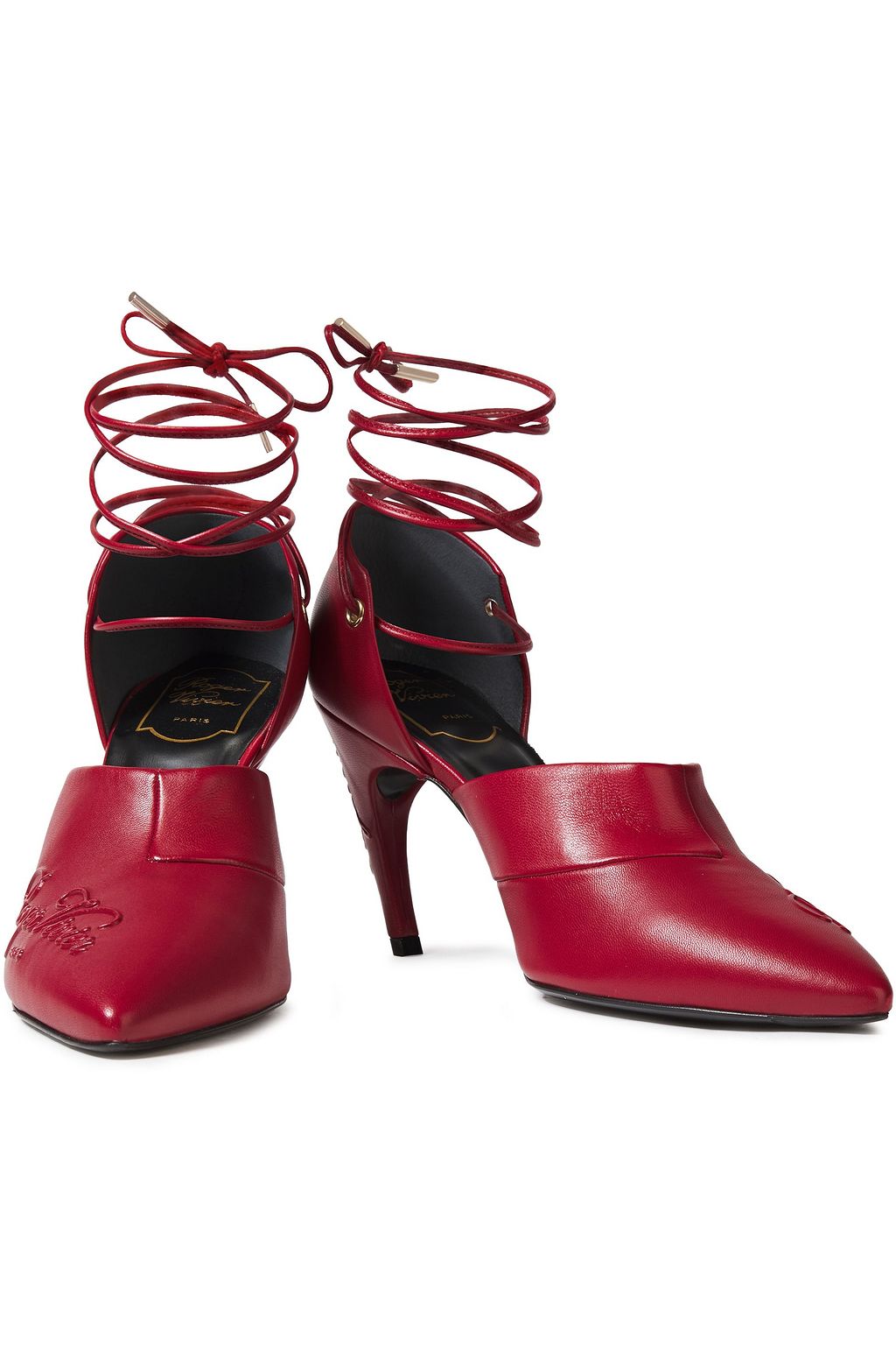 ROGER VIVIER Logo-embossed leather pumps