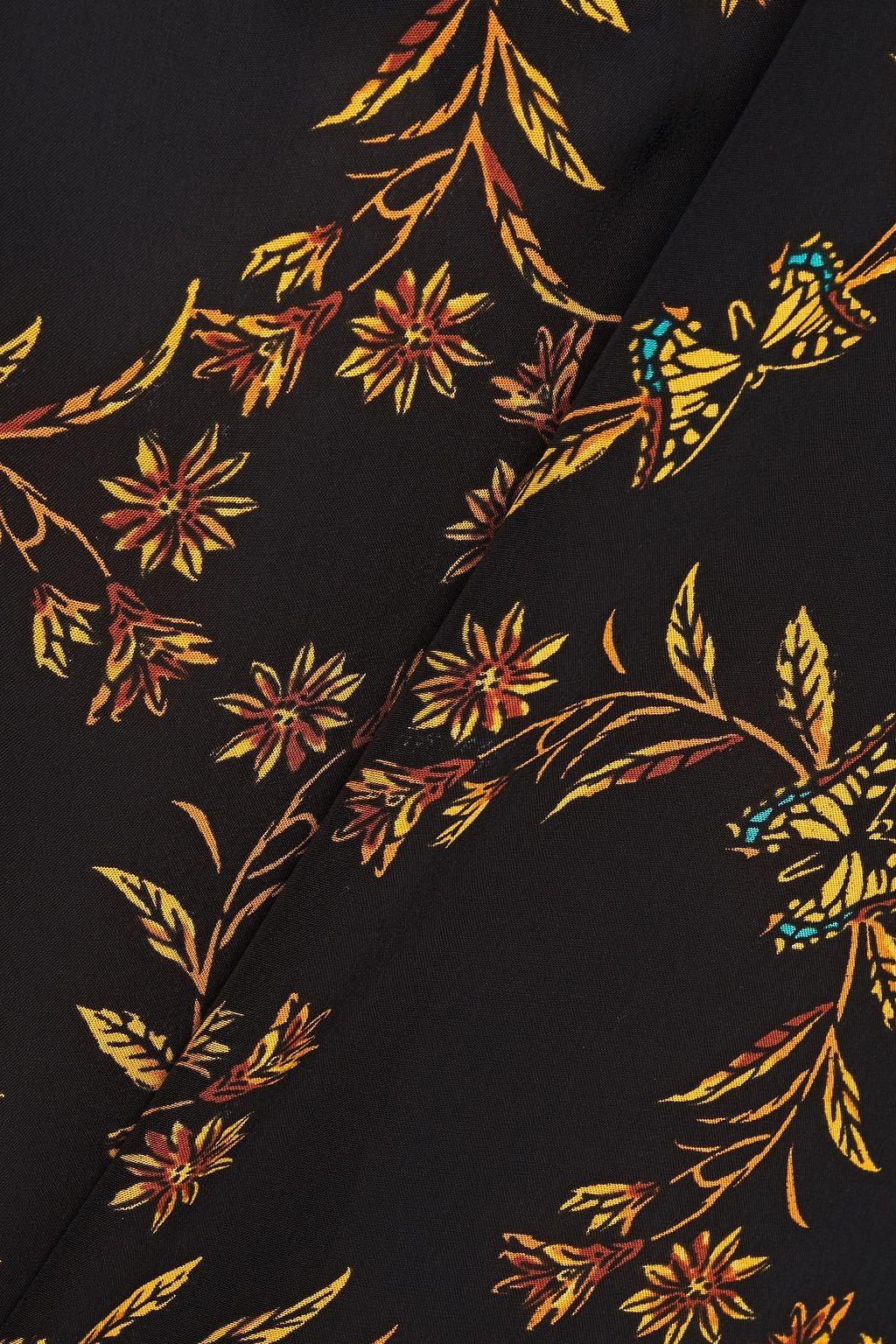 SANDRO Joan lace-paneled floral-print crepe de chine shirt