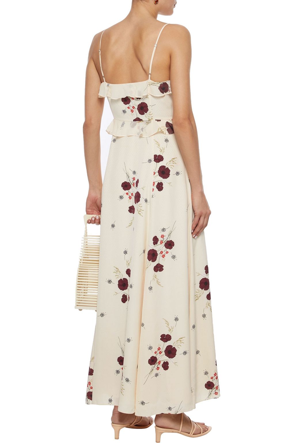 JOIE Cassiel floral-print Swiss-dot crepe de chine maxi slip dress