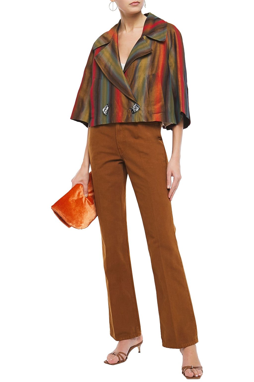 MISSONI Iridescent-effect striped linen-blend twill jacket