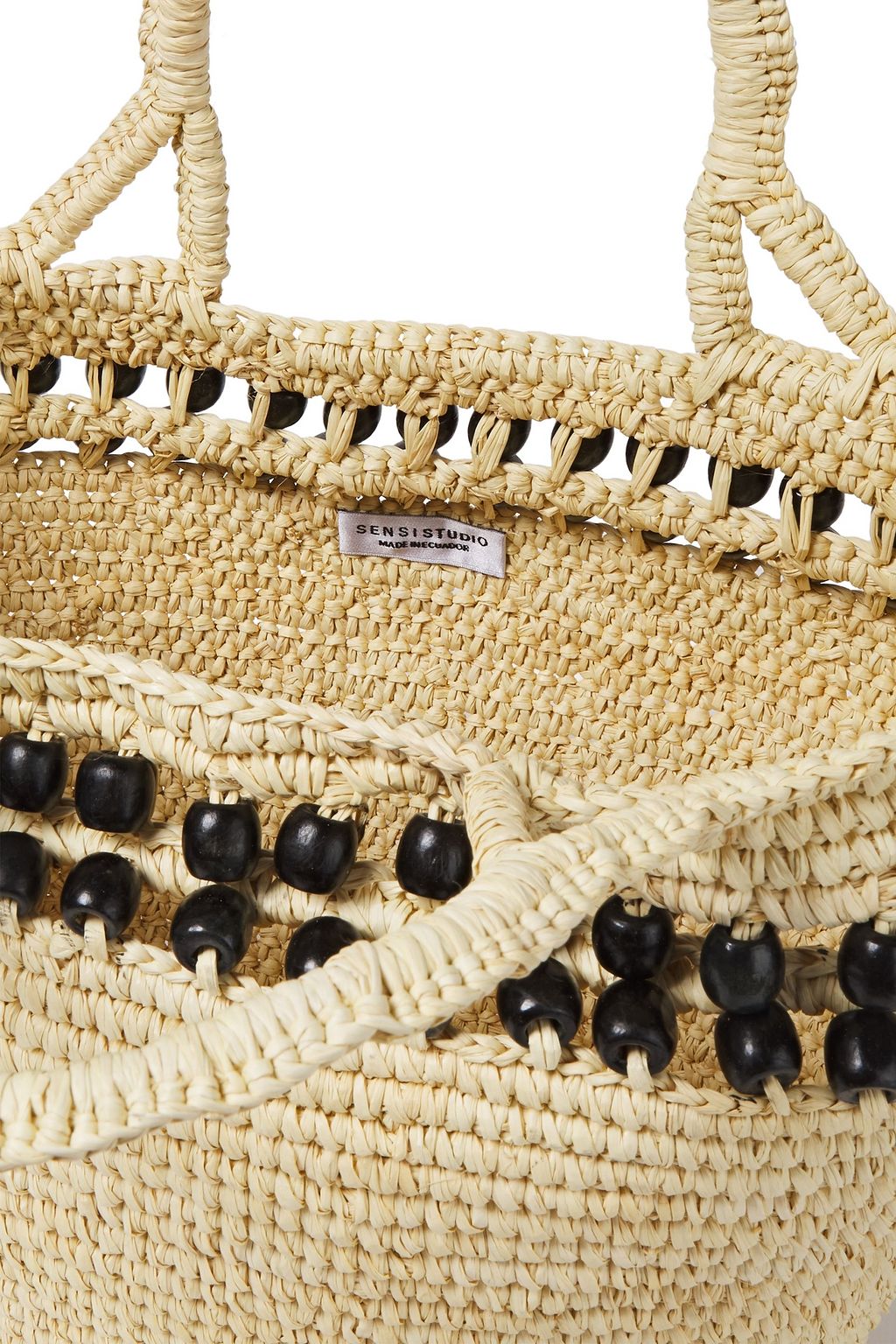SENSI STUDIO Bead-embellished woven toquilla straw tote