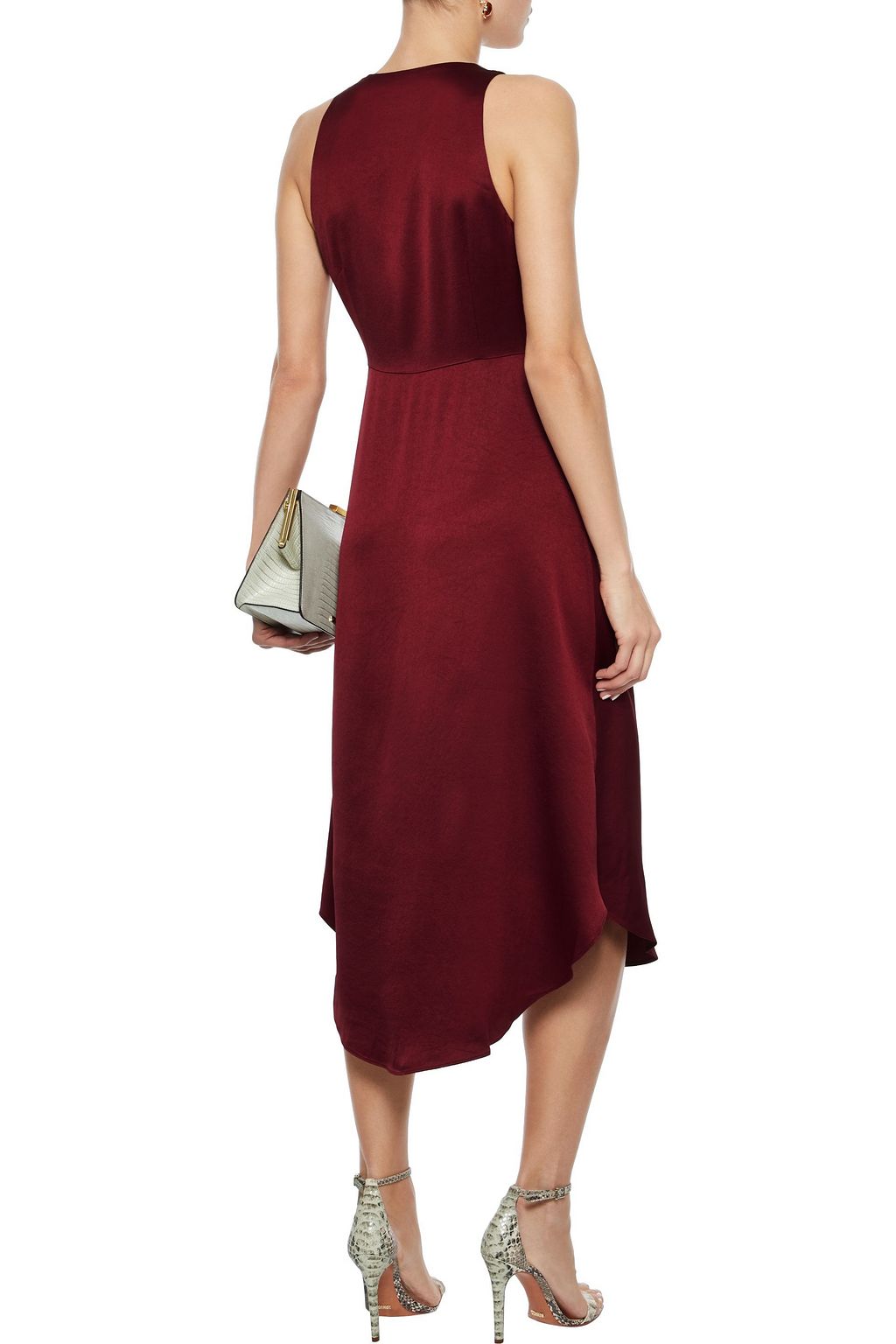 JOIE Kataniya knotted pleated satin midi dress