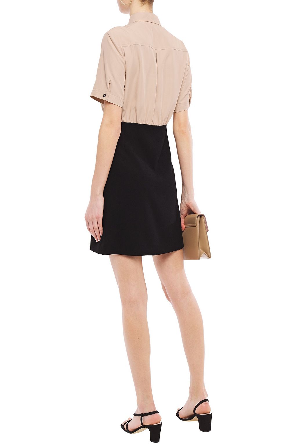 SANDRO Rudy two-tone crepe-paneled woven mini dress