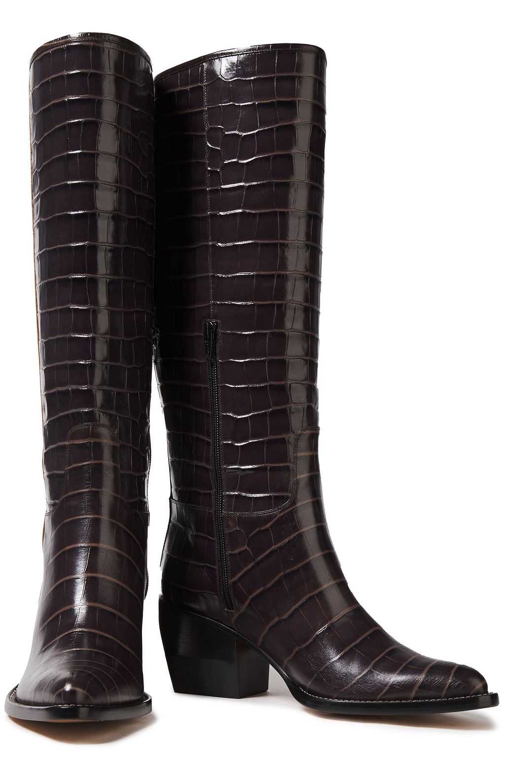 CHLOÉ Vinny croc-effect leather knee boots