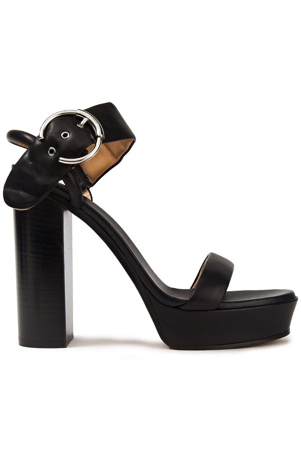black leather platform sandals