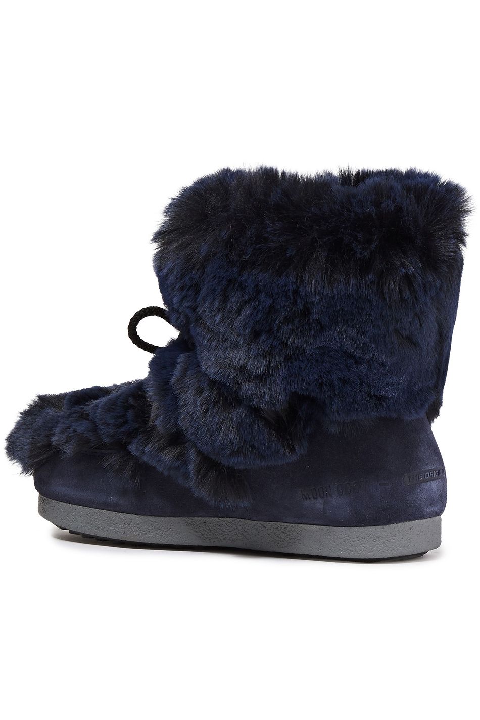 navy blue fur boots