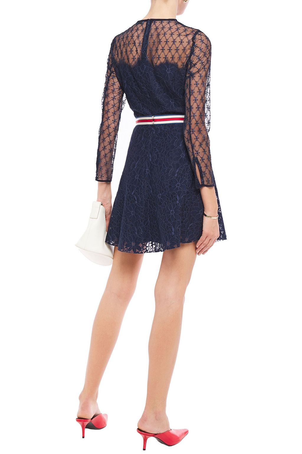 SANDRO Alicia grosgrain-trimmed embroidered tulle and lace mini dress