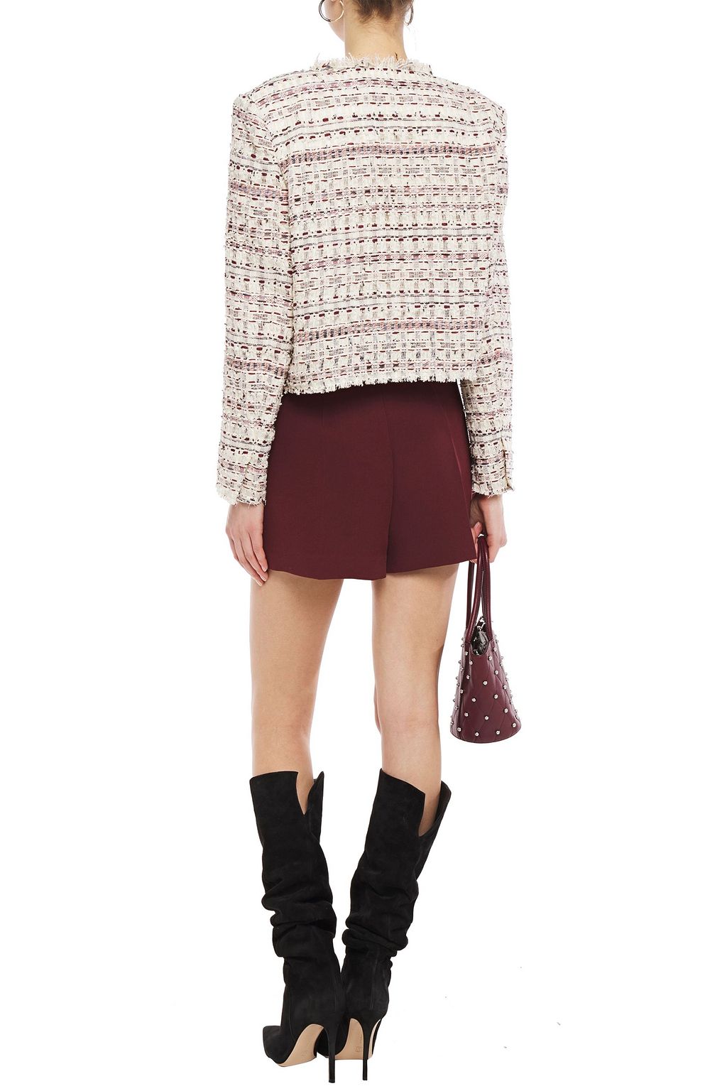IRO Locali cropped frayed bouclé-tweed jacket
