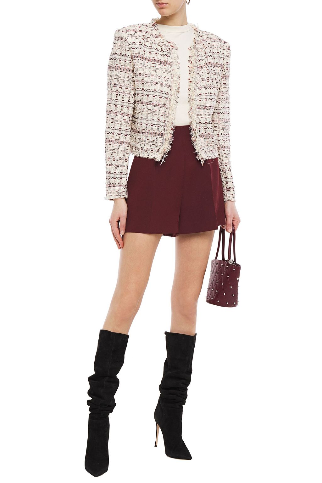 IRO Locali cropped frayed bouclé-tweed jacket