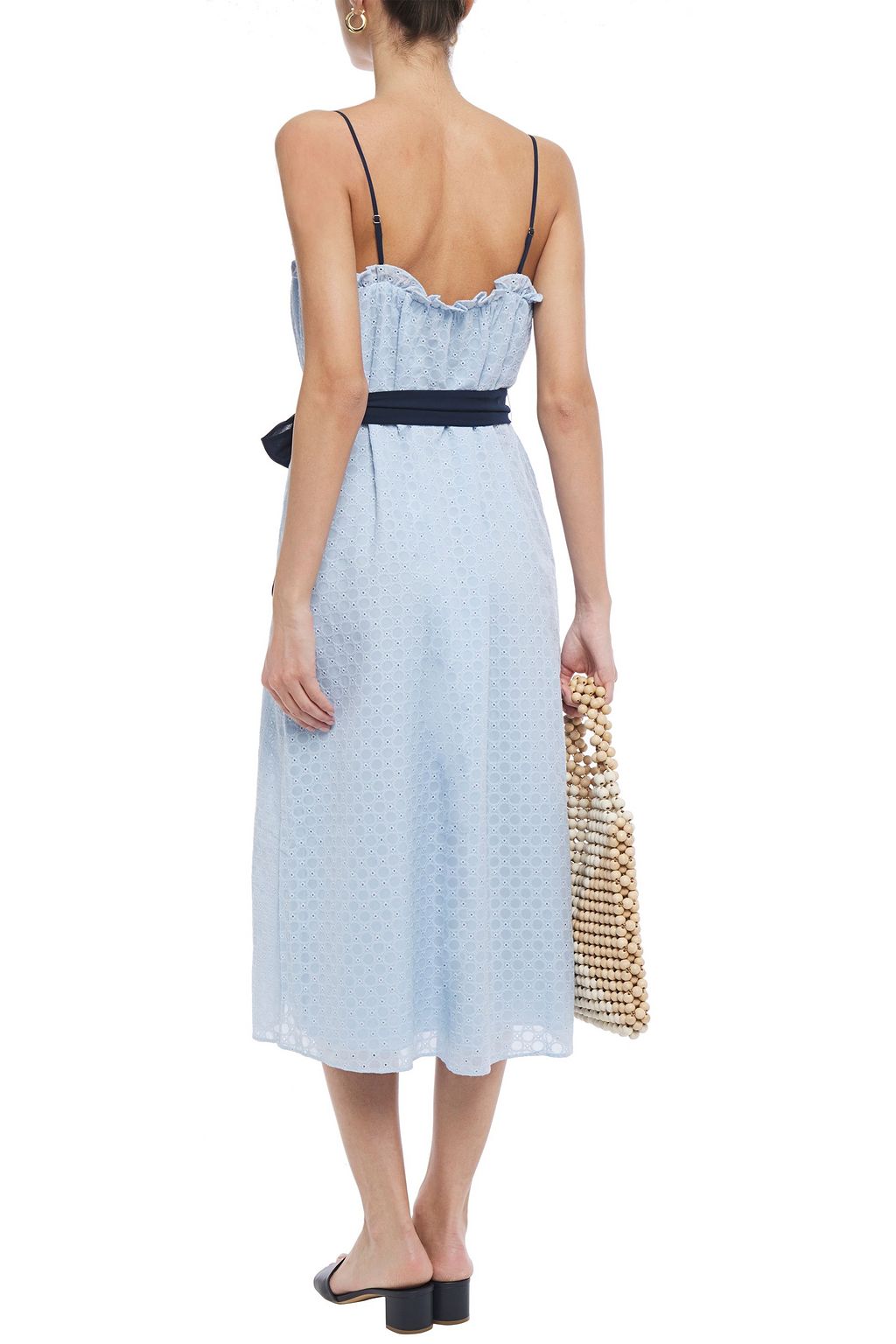 JOIE Talei belted broderie anglaise voile midi dress