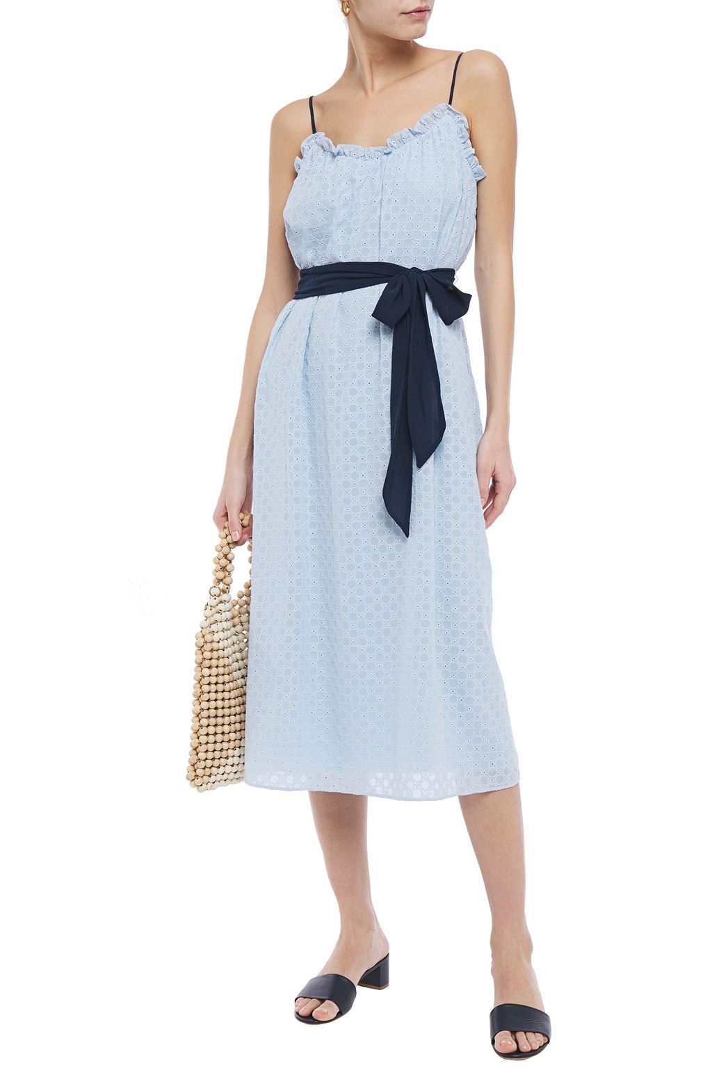 JOIE Talei belted broderie anglaise voile midi dress
