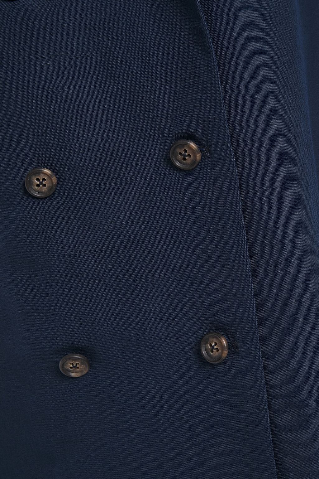DEVEAUX Double-breasted silk and linen-blend shirt