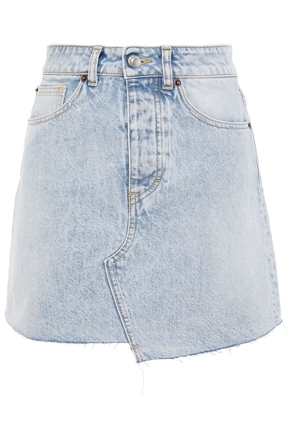 asymmetrical denim mini skirt