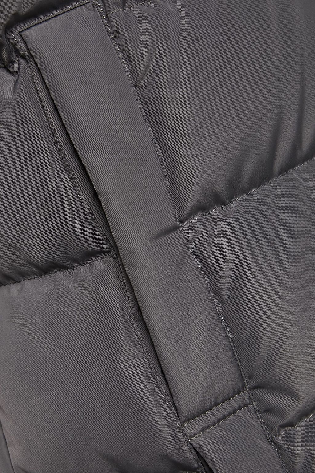 DKNY Faux fur-trimmed quilted shell hooded coat