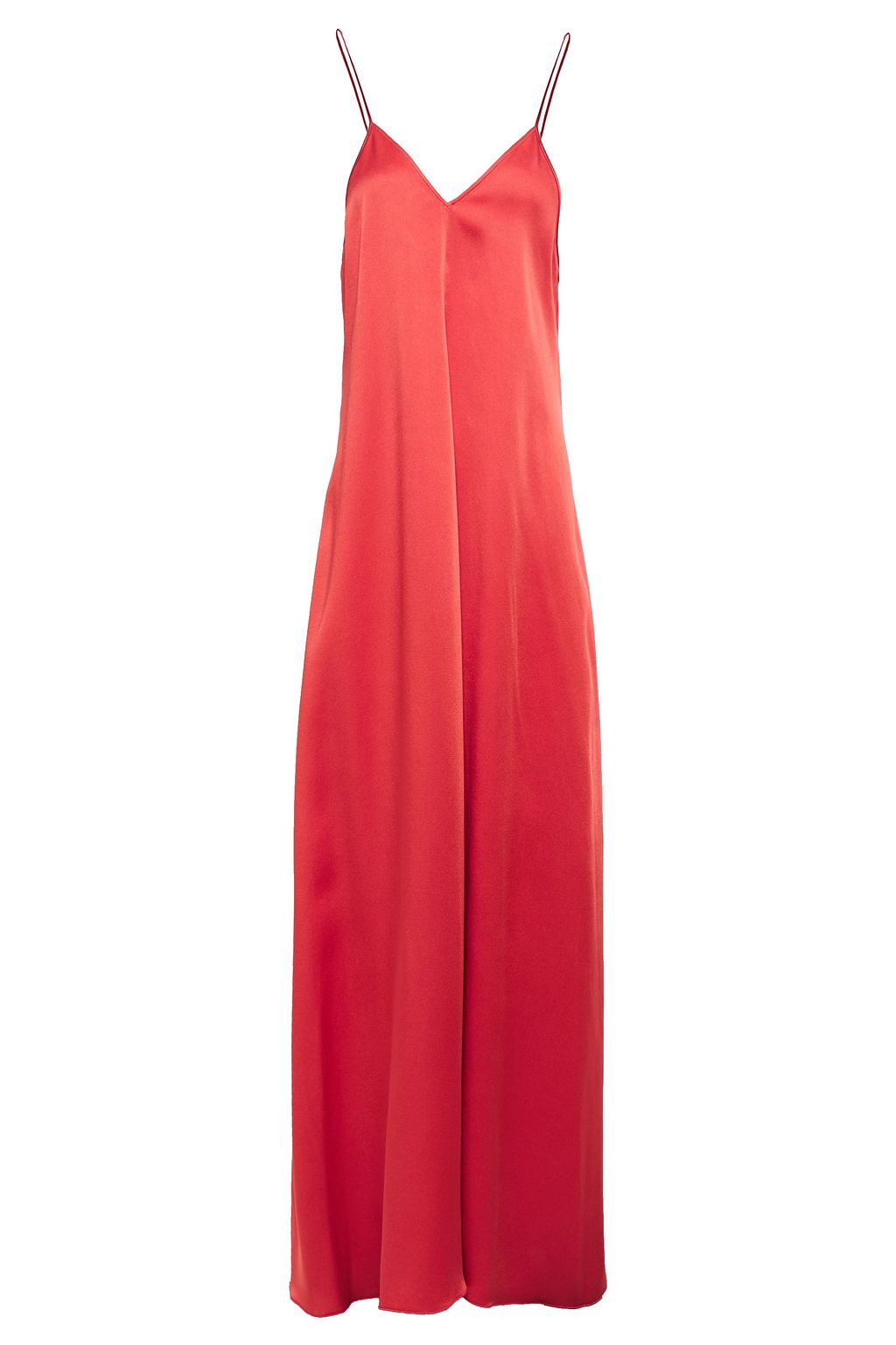 red satin maxi slip dress