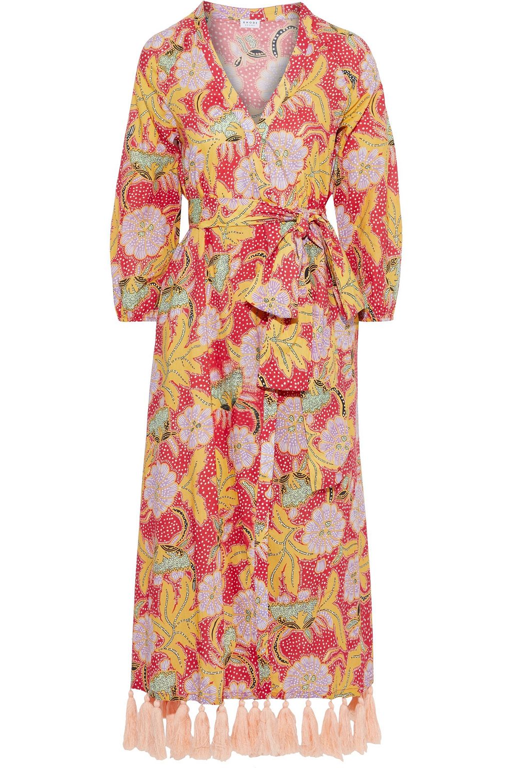 red cotton wrap dress
