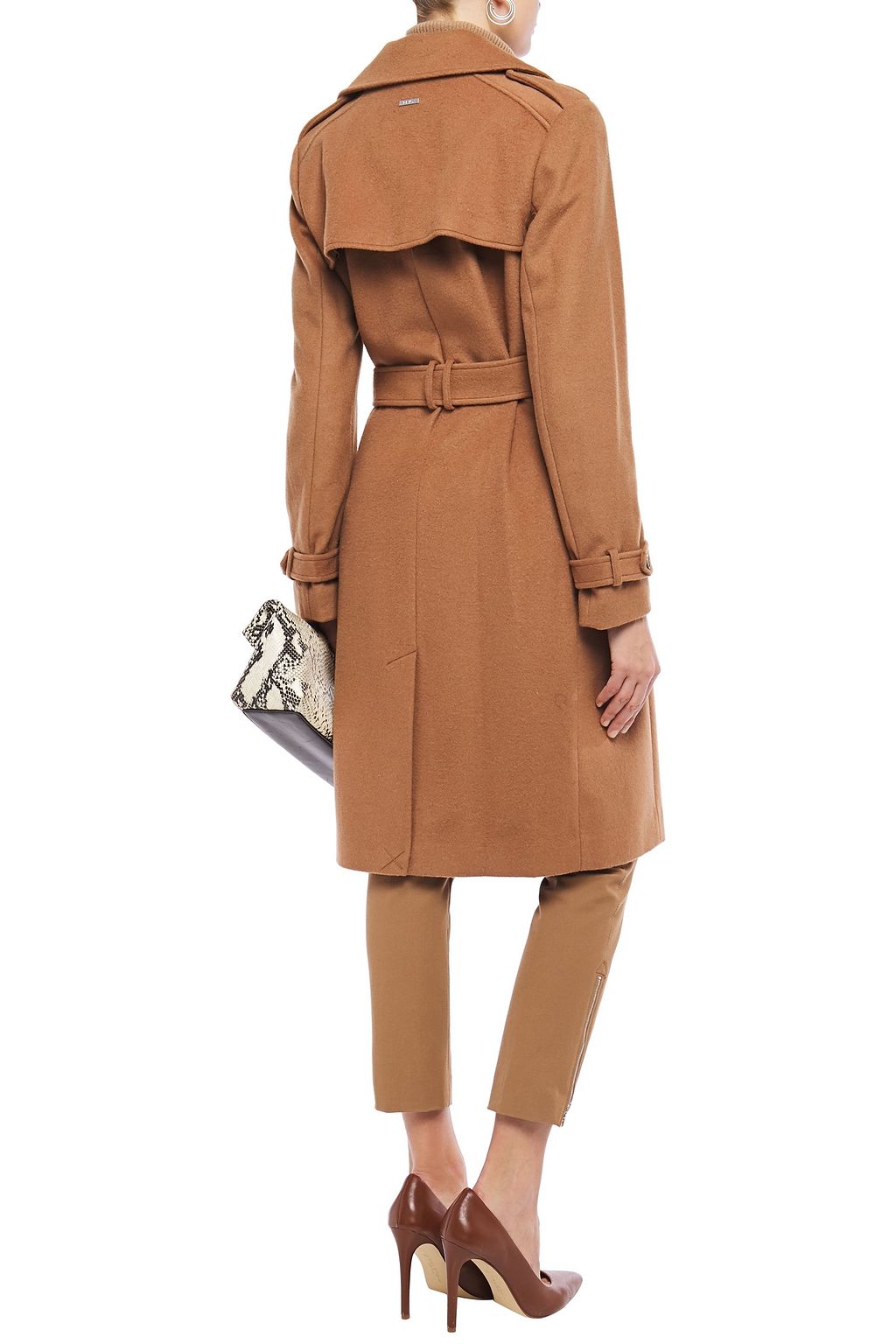 DKNY Belted wool-blend felt coat
