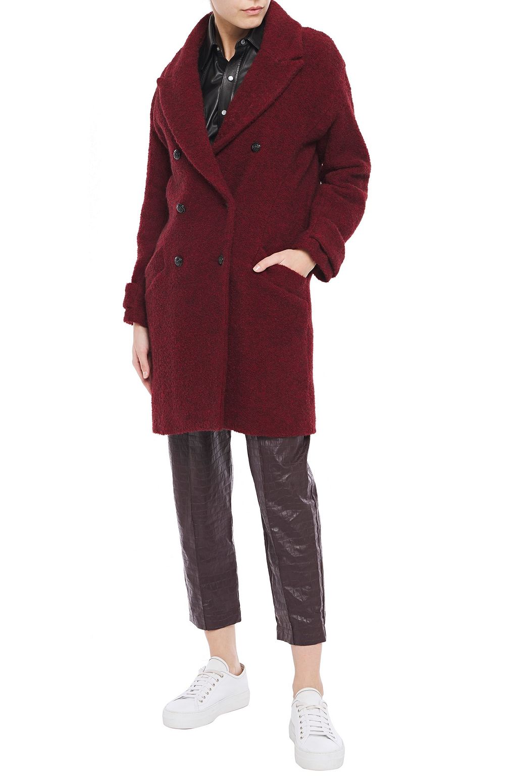 BA&SH Sixty double-breasted brushed-bouclé coat