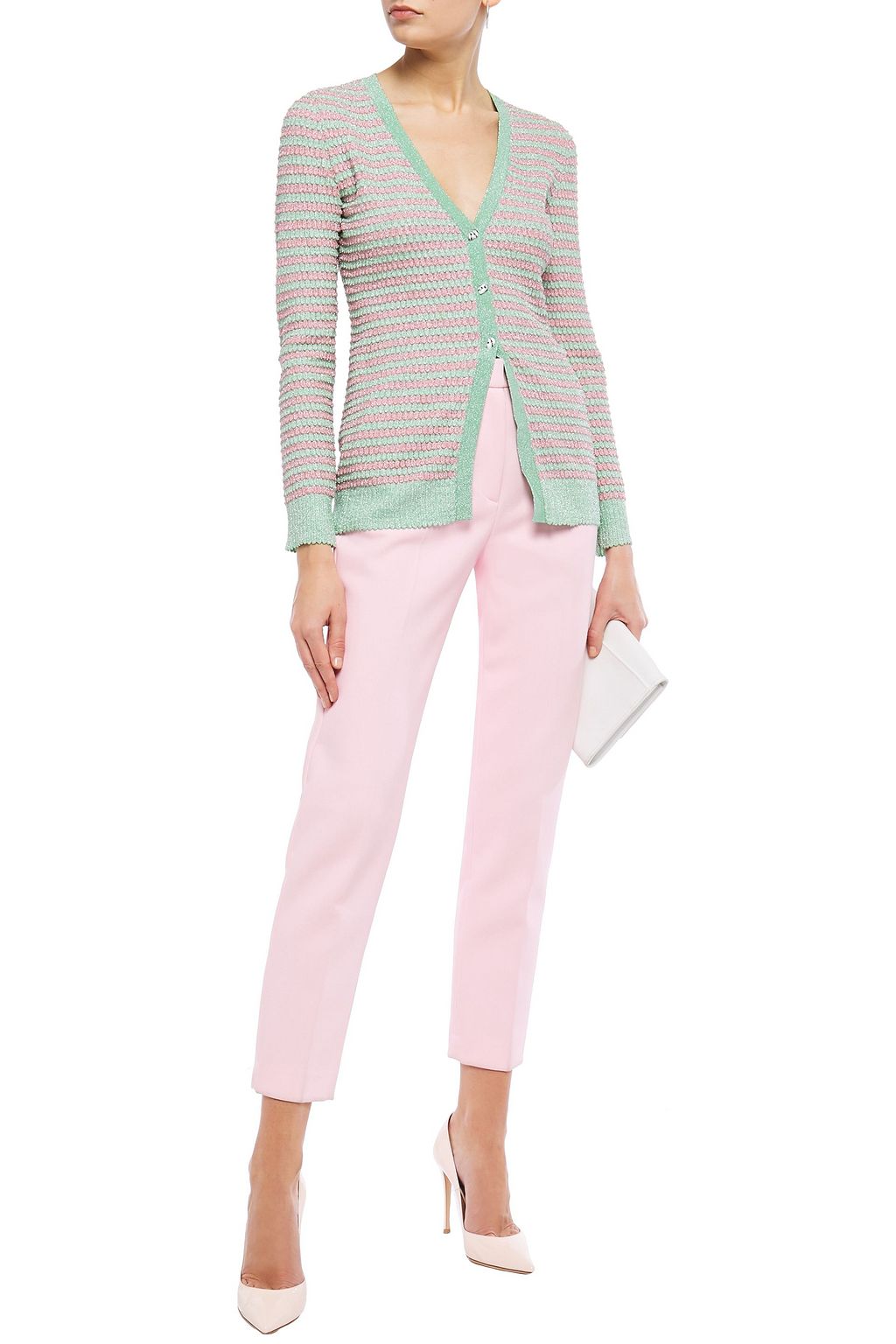 MISSONI Metallic striped crochet-knit cardigan