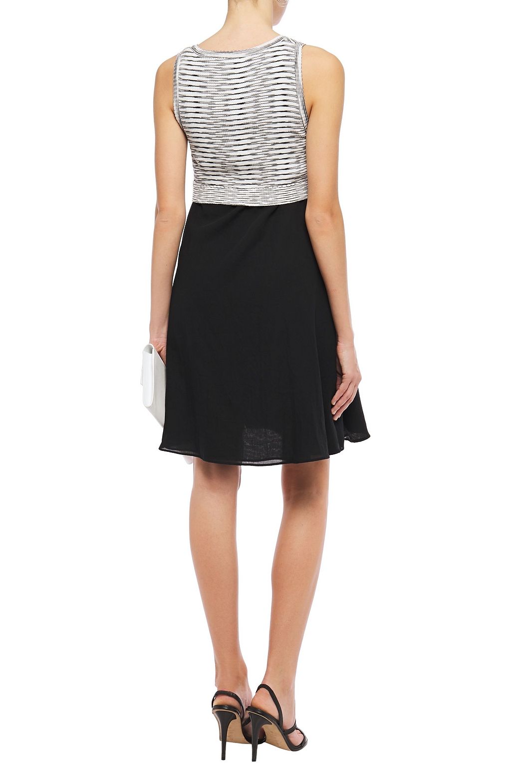 MISSONI Marled ribbed knit-layered cotton-gauze mini dress