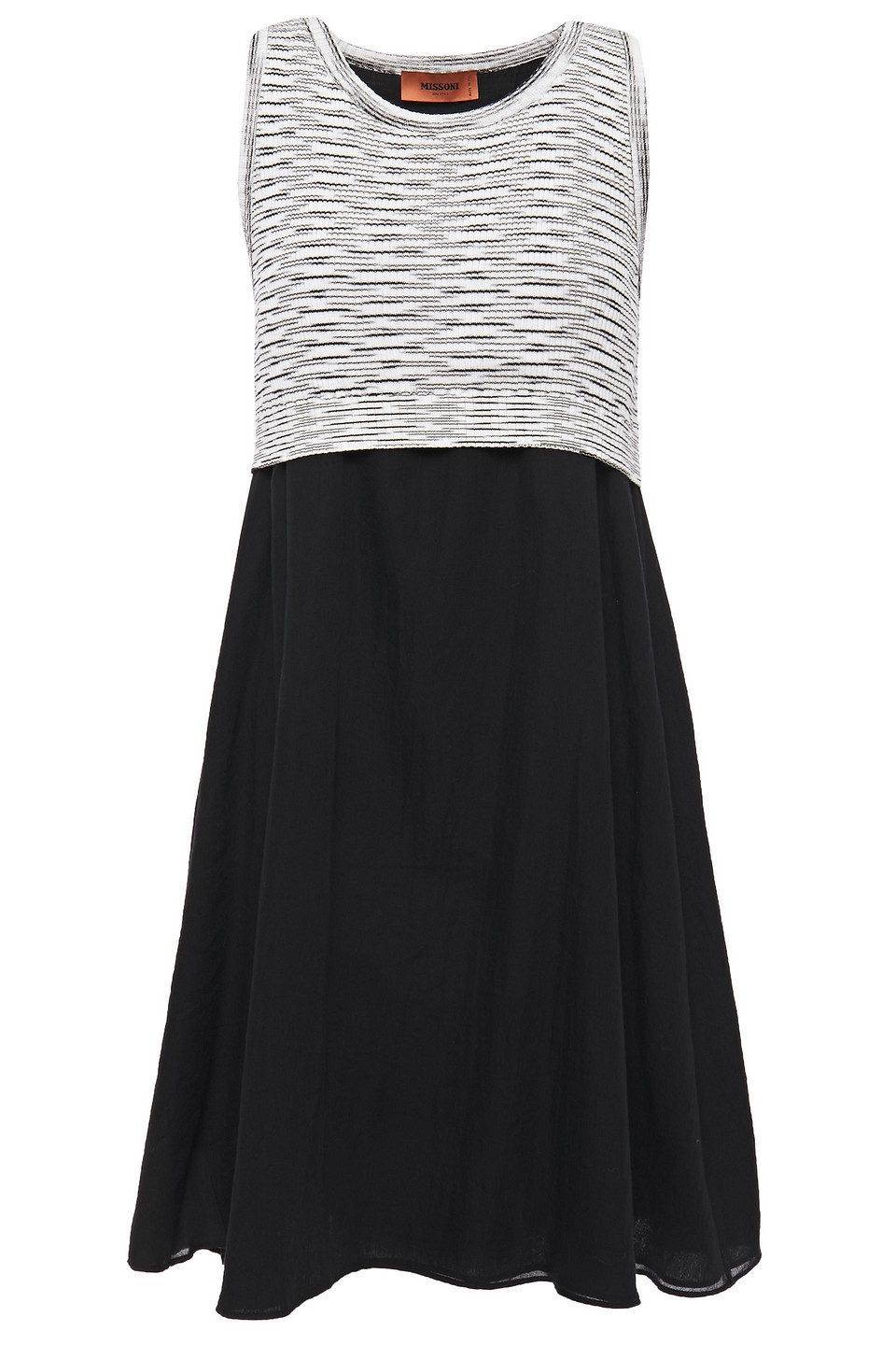 Missoni Woman Marled Ribbed Knit-layered Cotton-gauze Mini Dress Black Size 40