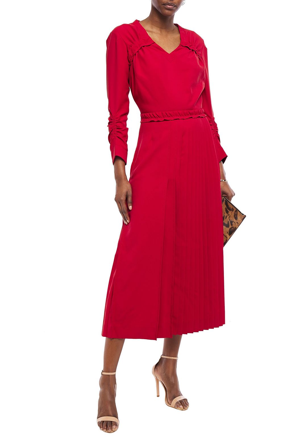 Gathered Detail Midi Woven Dress