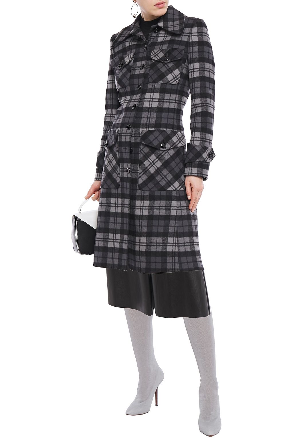 MICHAEL KORS COLLECTION Checked wool-felt coat