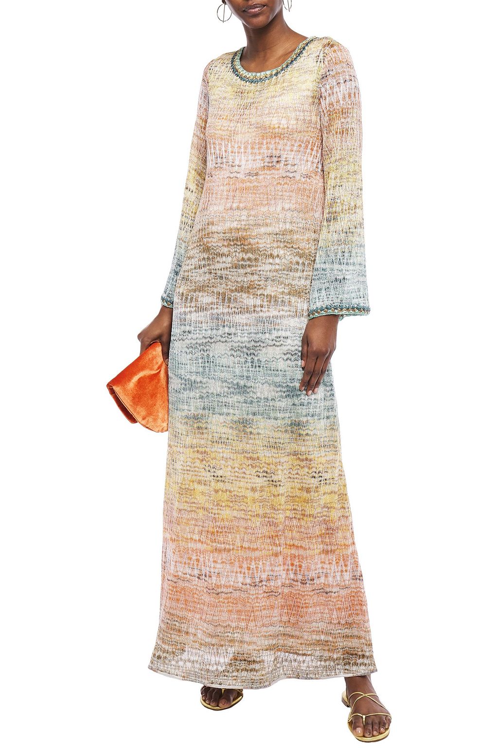MISSONI Dégradé metallic crochet-knit maxi dress