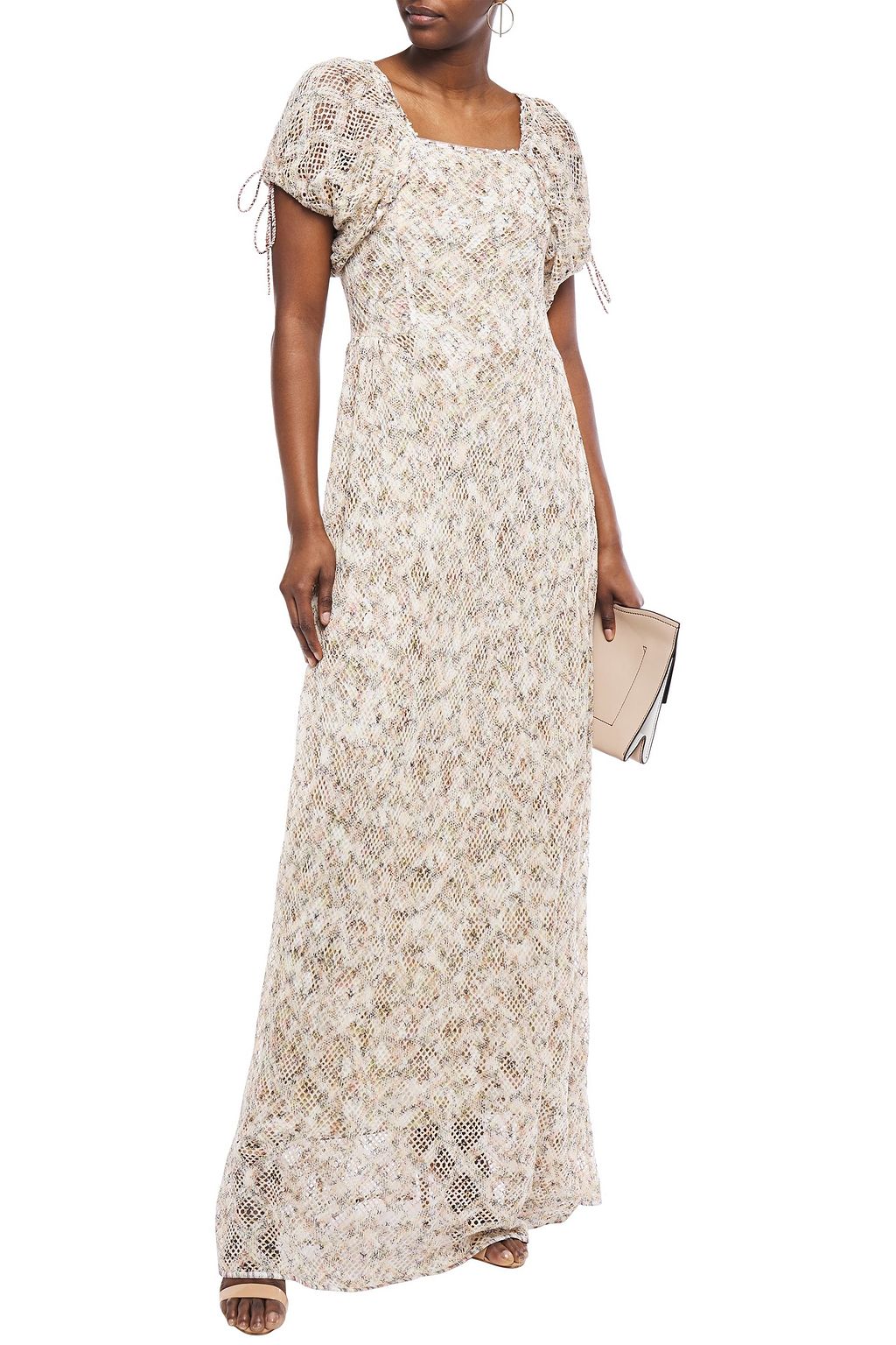 MISSONI Gathered crocheted cotton maxi dress
