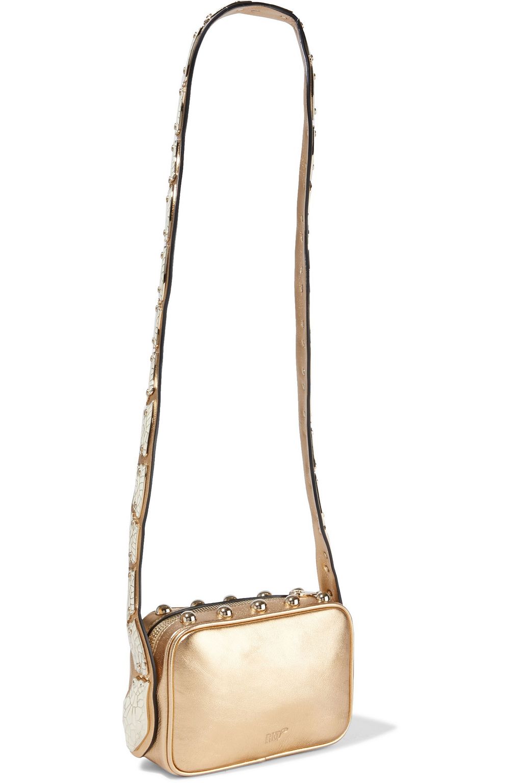 REDVALENTINO Sin appliquéd studded metallic leather shoulder bag