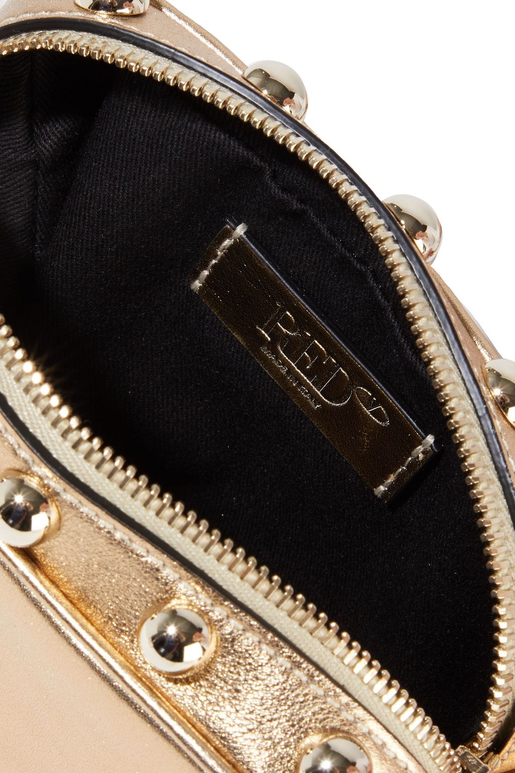 REDVALENTINO Sin appliquéd studded metallic leather shoulder bag