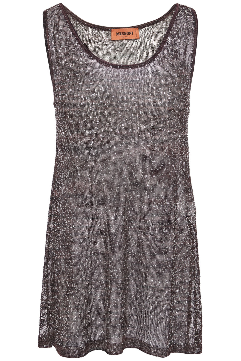 Sequin-embellished crochet-knit tank