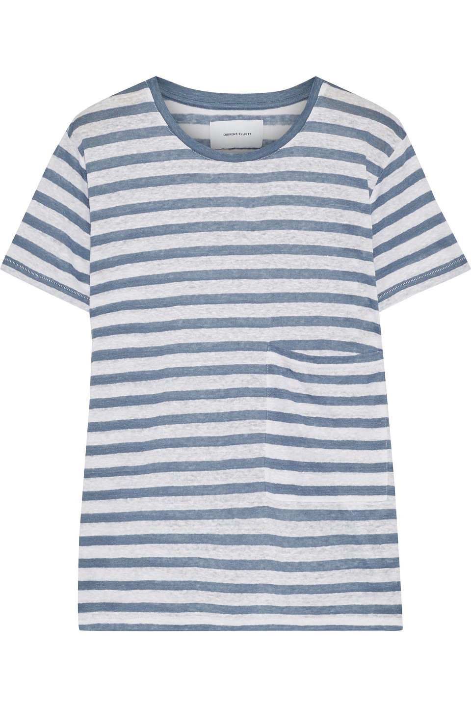 Current/elliott Woman The Drop Pocket Striped Linen-jersey T-shirt Light Blue Size 0