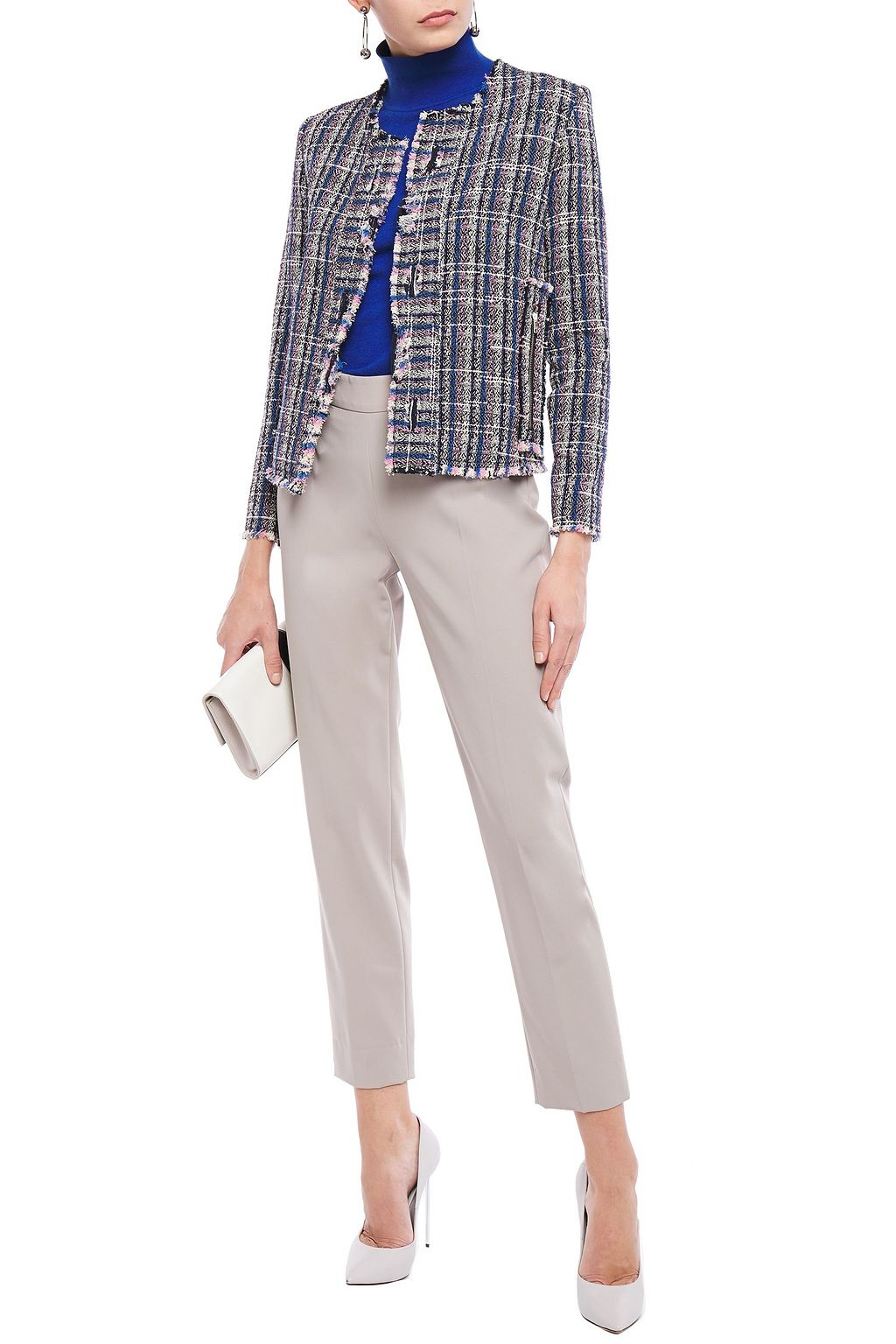 IRO Frannie distressed cotton-blend tweed jacket