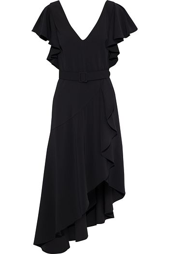 badgley mischka asymmetrical ruffle gown