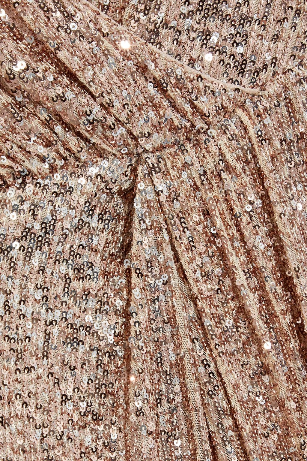 BADGLEY MISCHKA Wrap-effect dégradé sequined mesh gown