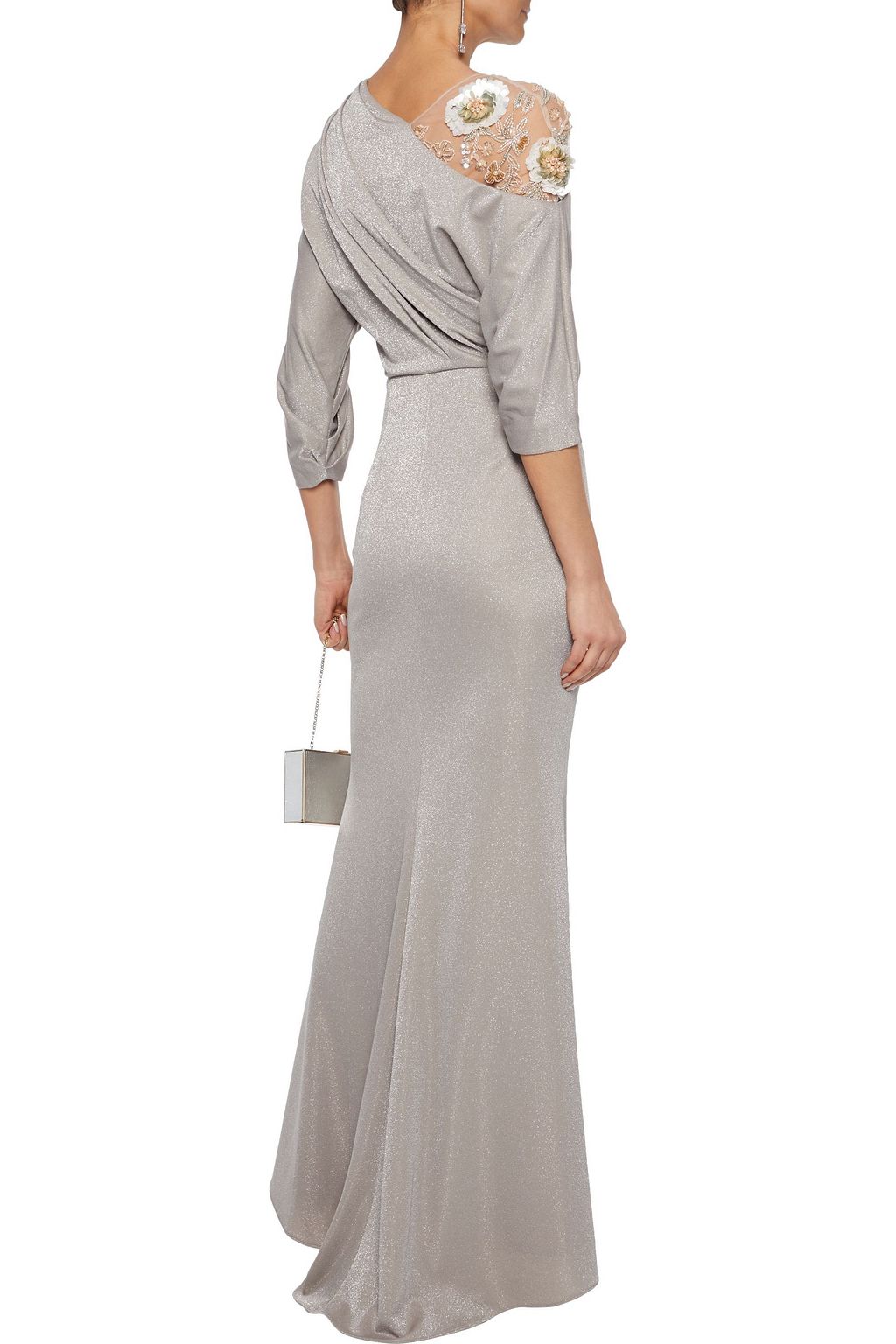 badgley mischka silver gown