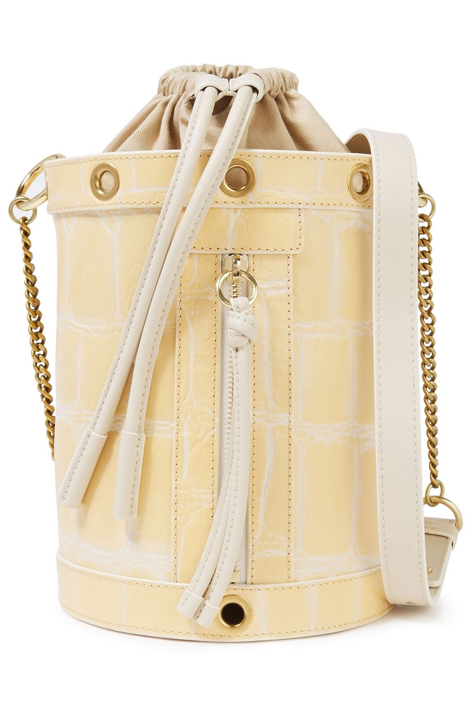 cream leather bucket bag