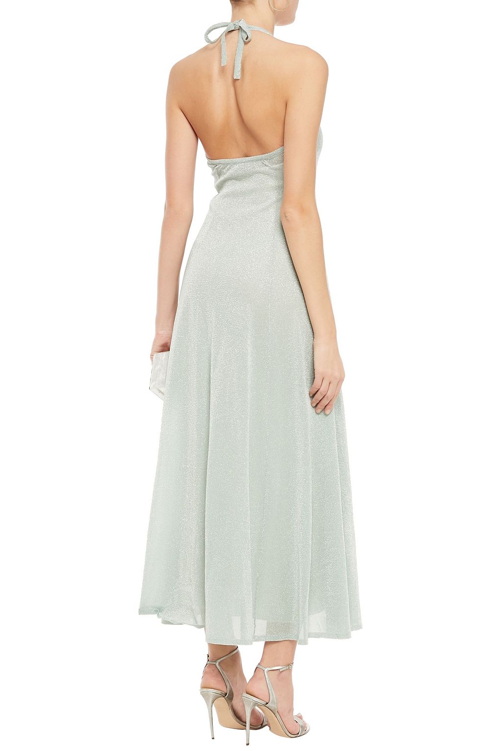 MISSONI Metallic knitted maxi halterneck dress