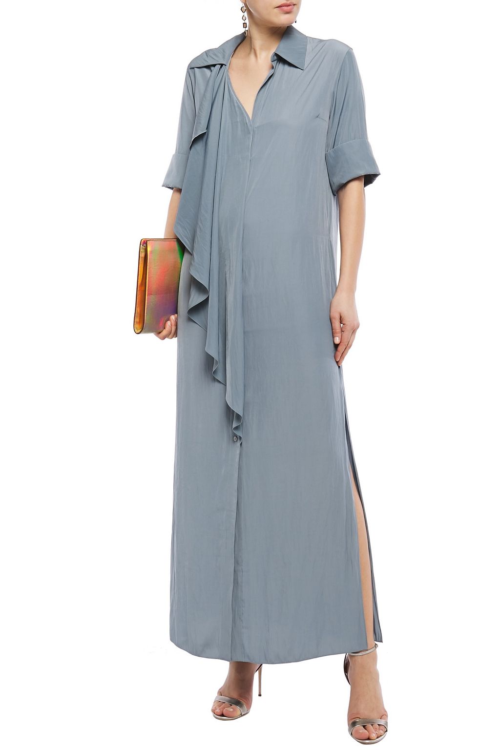 LANVIN Draped cady maxi shirt dress