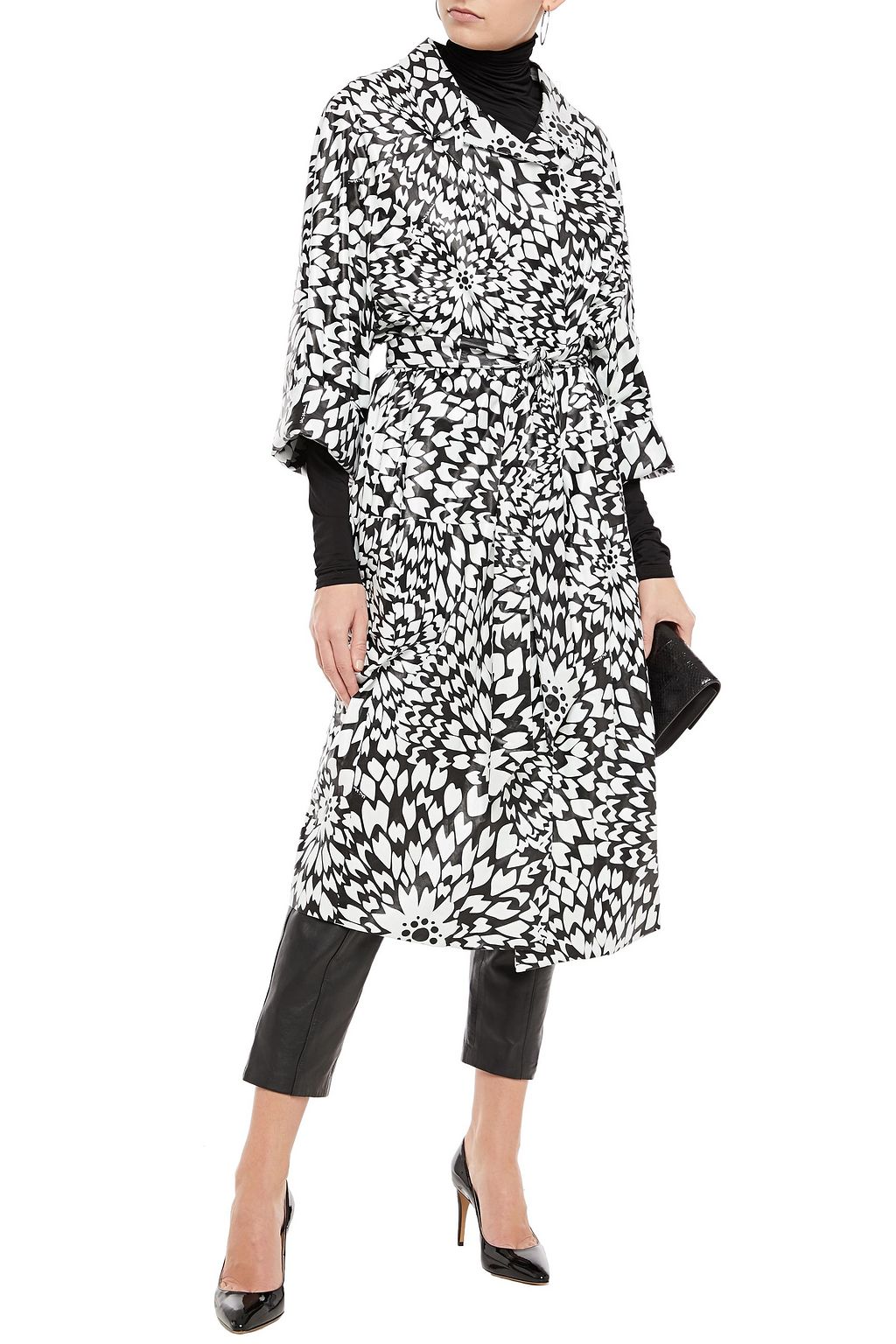 MISSONI Tie-front printed leather trench coat