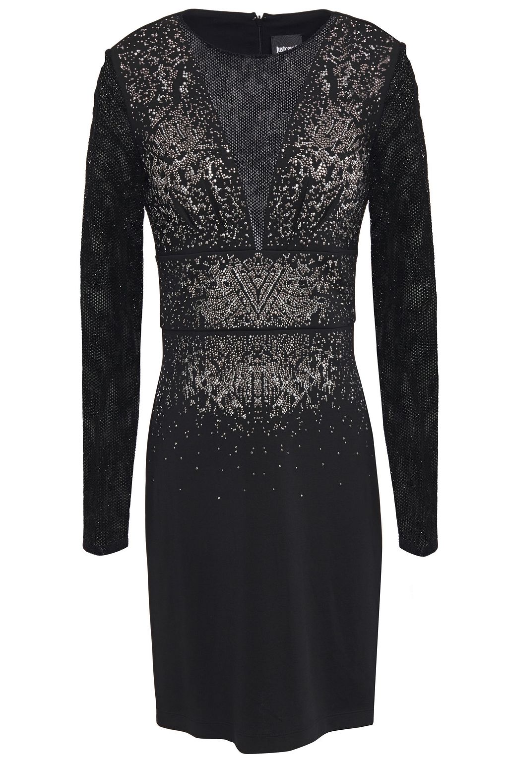 flocked mesh maxi dress