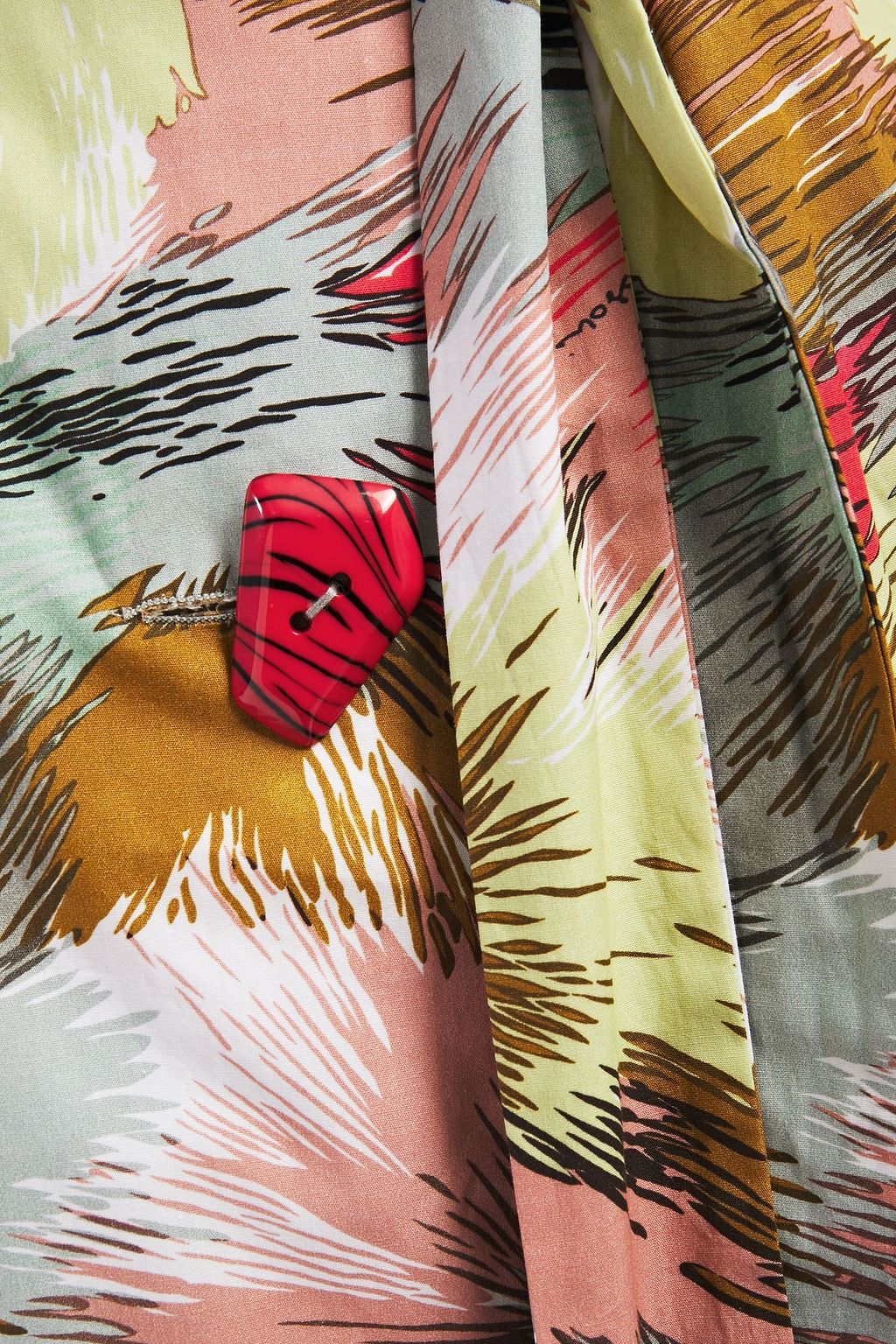 MISSONI Belted printed crinkled coated cotton-voile coat