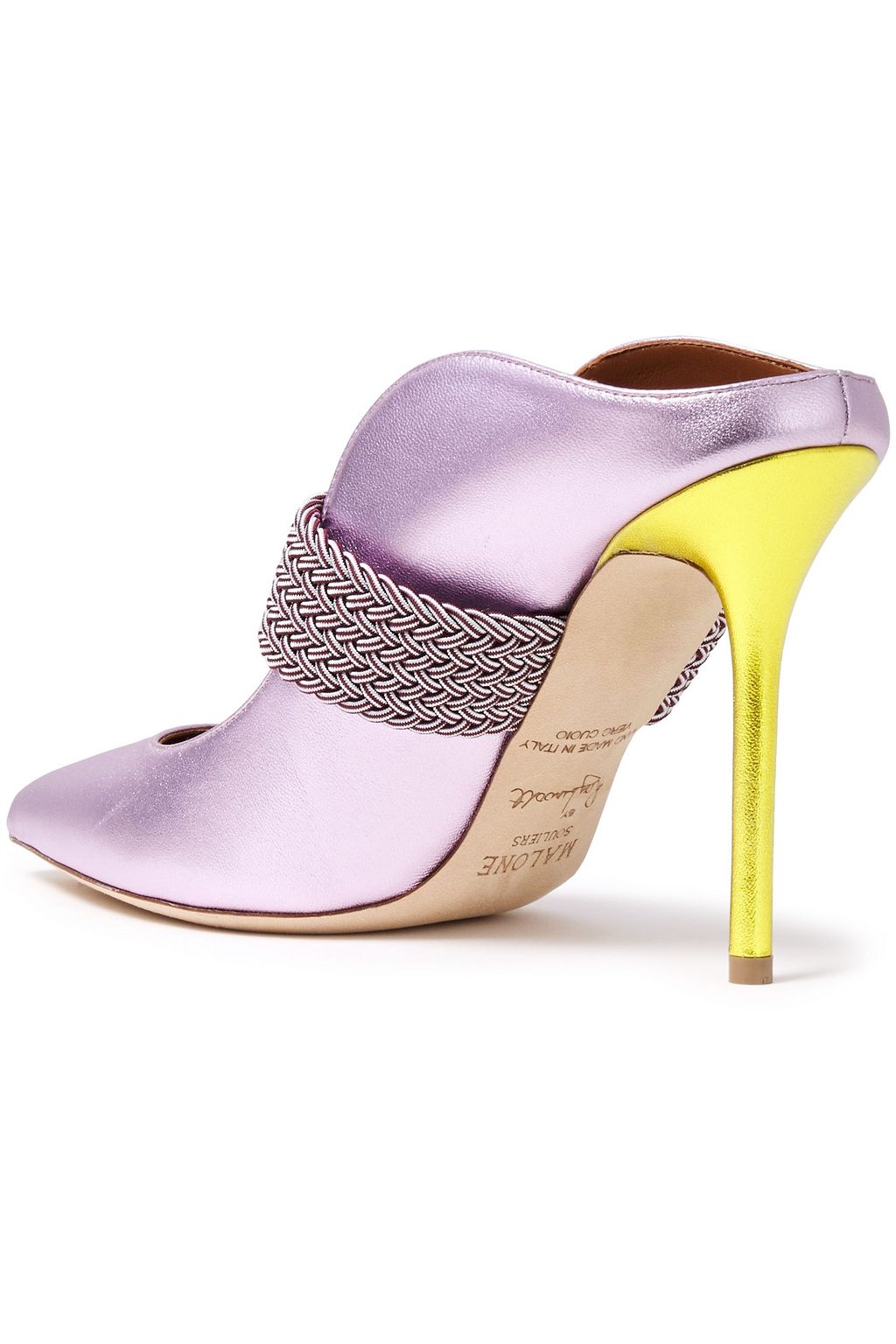 MALONE SOULIERS Mara 100 braided cord and metallic leather mules